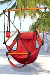 Deluxe Red Sky Air Chair Swing Hanging Hammock Chair with Pillow & Drink Holder