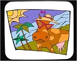 Mouse Pad with cow, sunglasses, spots, beach, vacation