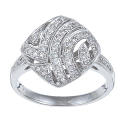 10k White Gold 1/3 TDW Pave Swirl Diamond Ring (G-H, I1-I2)