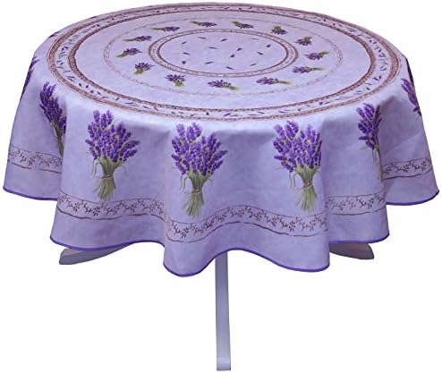 Lavandou Lavender 71" Round French Provencal Polyester Tablecloth