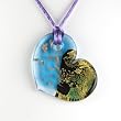 Heart Murano Glass Pendant - Charlotte Blue/Gold