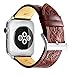 Ezzdo Replacement For Apple Watch Retro Carved Leather Bands, Handmade Bump Genuine Leather Replacement Strap Men Women Brown Bracelet For Iwatch 38mm 42mm Series 1/2/3 (Red Brown 38mm)