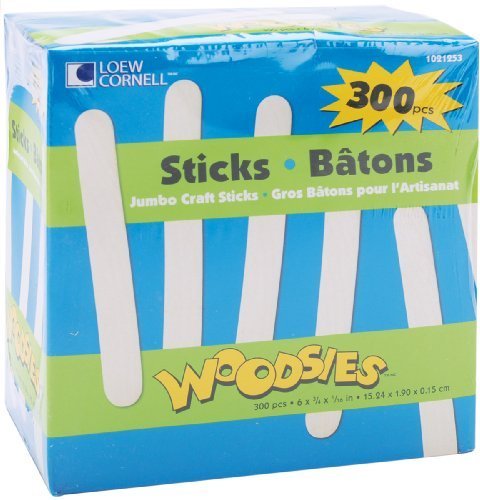 Loew Cornell 1021253 Woodsies Jumbo Craft Sticks (3-Pack, Total 900)