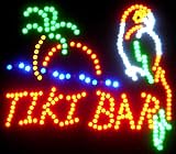 Parrot Tiki Bar Neon LED Flashing Sign with Palm Tree and Ocean 18 x 16