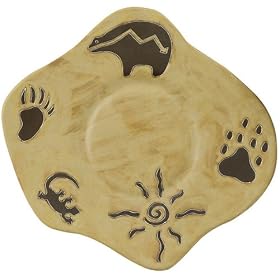 13 MARA Collectible Stoneware ODD SHAPED DINNER PLATE Southwest BEAR Paw Print by CollectibleXchange