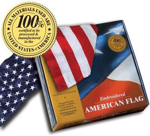 Allied Products Embroidered Cotton American Flag 3'x5' ft100% Made in The U.S.A