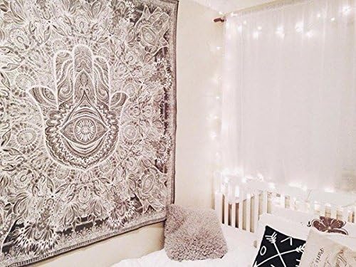 Hamsa Hand Tapestry Throw Indian Hippie Tapestry Wall Hanging, Urban Sketched Hand Tapestry, Urban Outfitters Tapestry Wall Decor Dorm Deco Bedding