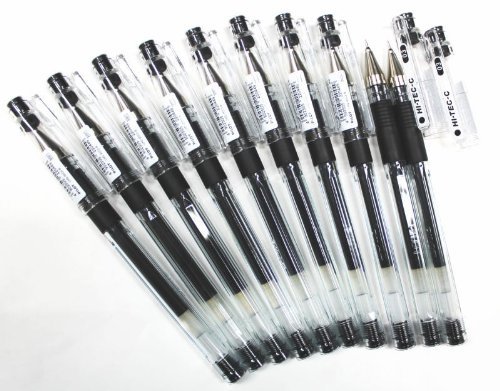 Pilot Hi-tec-c Gel Rolling Ball Pens, Ultra Fine Point,rubber Grip Type,-0.3mm-black Ink-value Set of 10