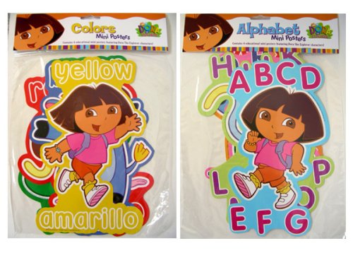 Kitchen: Nick Jr Dora The Explorer mini posters  learn alphabet and colors with Dora 