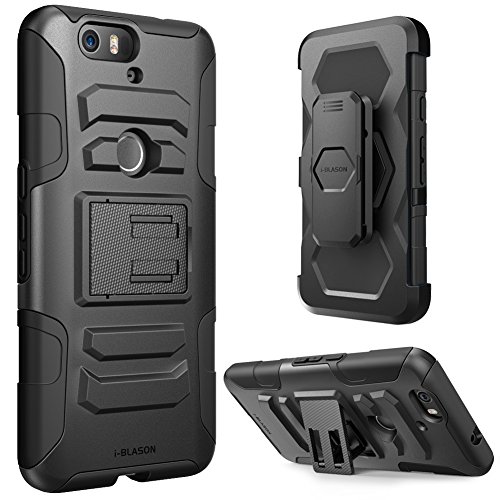 Nexus 6P Case, i-Blason **Dual Layer** [Kickstand] Google Nexus 6P Case (2015 Release) Prime Series Holster Cover with Kickstand and Locking Belt Swivel Clip (Black)