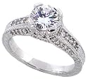 Sterling Silver Vintage Style Engagement ring, w/ a 7mm (1.25 ct) Round CZ Stone, 5/16" (7mm) wide