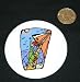 3" button / pin printed with human, body, individuals, individual, persons, ship, humans, people, woman, waving, person, goodbye, cruise, vacation