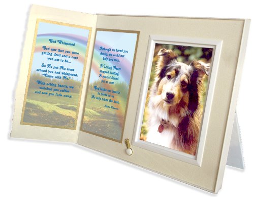 God Whispered Poem Pet Memorial Keepsake Picture Frame and Pet Loss Sympathy Gift, Warm White with Foil Accent
