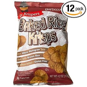 Mr. Krispers Baked Rice Krisps, Barbecue, 4.2-Ounce Bag (Pack of 12)