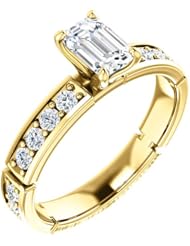 14K Yellow Gold Emerald Cut Diamond Ring -- LIFETIME WARRANTY