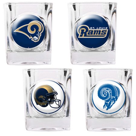 NFL St. Louis Rams Four Piece Square Shot Glass Set (Individual Logos)