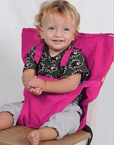 Infant Kids Portable Belt Seat High Chair Safety Travel Soft Going Out 2 Straps ( color Rose red)