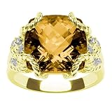 14k Yellow Gold Madeira Citrine and Diamond Ring, Size 7 by Duneier of NY