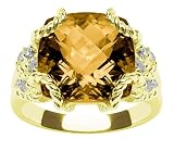 14k Yellow Gold Madeira Citrine and Diamond Ring, Size 7 by Duneier of NY