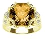 14k Yellow Gold Madeira Citrine and Diamond Ring by Duneier of NY, Size 7
