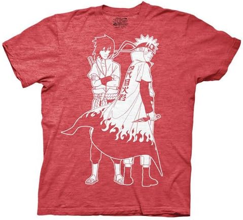 Naru Ship Naruto and Sasuke Outline Mens T-shirt