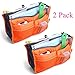2 Pack Magik Travel Insert Handbag Purse Large Liner Organizer Tidy Bags Expandable 13 Pocket Handbag Insert Purse Organizer with Handles (Orange)