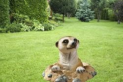 Meerkat statue home garden sculpture out of a hole and into hole (Digital Angel Decor)