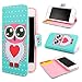 TUTUWEN D73 Owl Painting Art Design PU leather Flip Cover Case for Apple iPhone 5 5S
