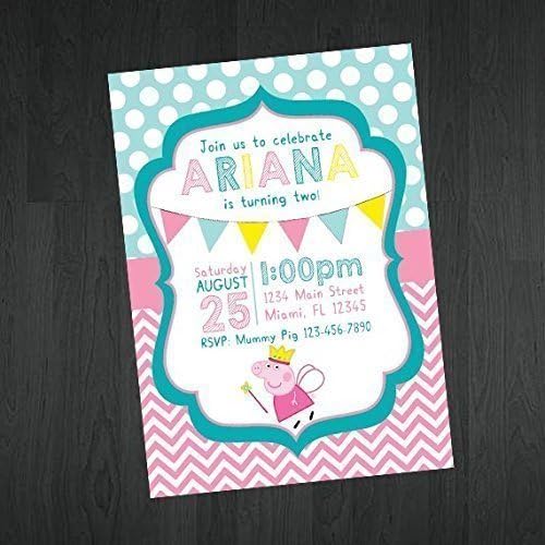 Peppa Pig Birthday Invitations - Peppa Pig Princess Invitations - Peppa Pig Invitations - Peppa Themed Birthday Party Invitations - 10 Print Package