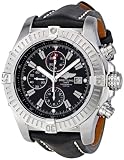 Breitling Super Avenger Black Dial Chronograph Black Leather Strap Mens Watch A1337011-B907BKLT