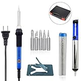 Taotree 電子はんだこて 温度調節可(200~450℃) コテ台 5個交換コテ先 ケース付き 60W 110V