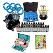 Complete 6 Station Professional Airbrush Cake Decorating System Kit with the Wilton 50-piece Tool Caddy Set and 24 Large 4.5 oz. bottles of the Most Popular Americolor AmeriMist Colors