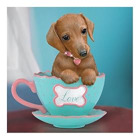 Dachshund-Themed Teacup Figurine : A Cup Of Love