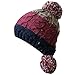 Bodvera Warm Chunky Soft Stretch Cable Knit Slouchy Straps Slit Pom pom Beanie Skully