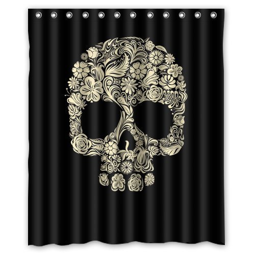 Custom Sugar Skull Mexican Shower Curtain 72x72 inch - Bathroom Decor(Fabric) by Qearl