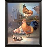 Chicken Baby Chick Egg Country Picture Black Framed Art Print by Art Prints Inc