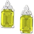 14K White Gold Peridot and Diamond Earrings