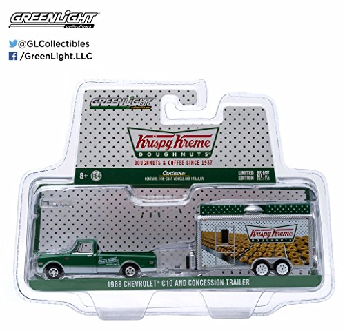 1968 CHEVROLET C-10 & KRISPY KREAM TRAILER HITCH & TOW 4 1/64 GREENLIGHT 32040 B