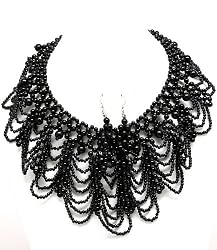 Gothic Victorian Era Black Beads Choker Necklace