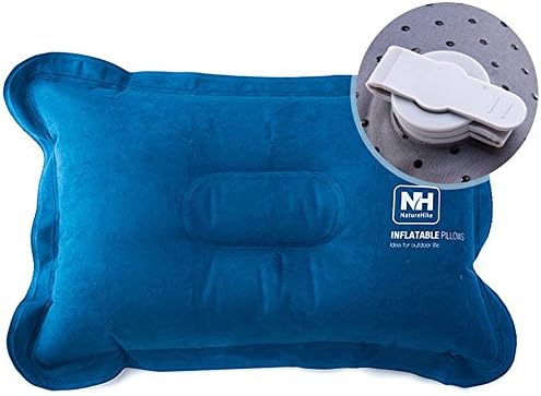 Inflatable Compressible Camping Air Pillow for Backpacking, Hiking, Traveling, Beach, Festival (Blue)