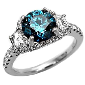 2.50ct Round Blue Diamond Engagement Ring 18k White Gold VS (7)