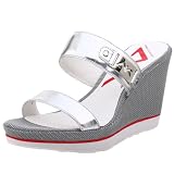 AK Anne Klein Women's Mesmerize Wedge,Silver,8.5 M US