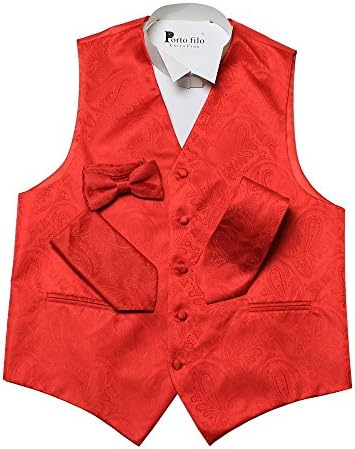 Porto filo paisley design 4 pcs set men's tuxedo vest red