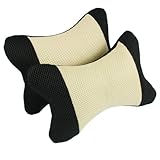 Amico 2 Pcs Car Vehicle Black Beige Bone Shaped Pillow Cushion