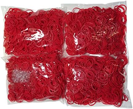 2400 Piece Loom Bands Kit - Rubber Band Bracelet Refill Over 100 Clips - Individually Wrapped Packages (Red)