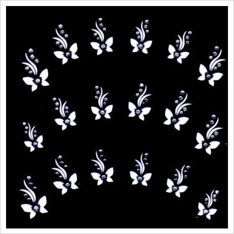 Joby Jewels on White Design Nail Sticker- JB-05