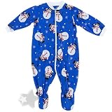 Bellepointe Blue Snowman Footed Sleeper Christmas Pajamas for Baby Boys