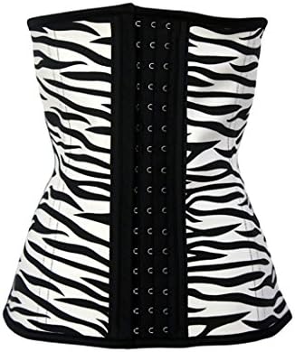 Forinie Women's Zebra Striped Print Underbust Workout Latex Waist Trainer S Black