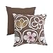 Pillow Perfect Decorative Contemporary Square Toss Pillow, Brown/White