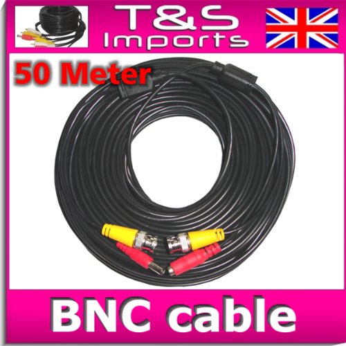 50M METRE BNC VIDEO POWER DC BLACK CABLE CCTV CAMERA 128ft UK
